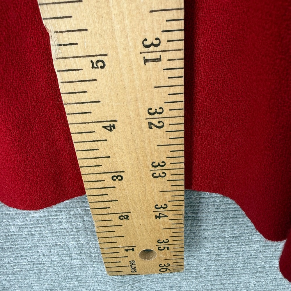 Vintage Talbots Midi Skirt Women Sz 14 XL Red Wool Pleated Minimalist Classic - Picture 4 of 8
